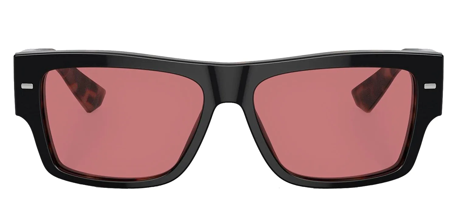 DOLCE & GABBANA DG 4451F 34177N Rectangle Black On Red Havana Acetate Sunglasses with Purple Brown Lens sold by Gaffos