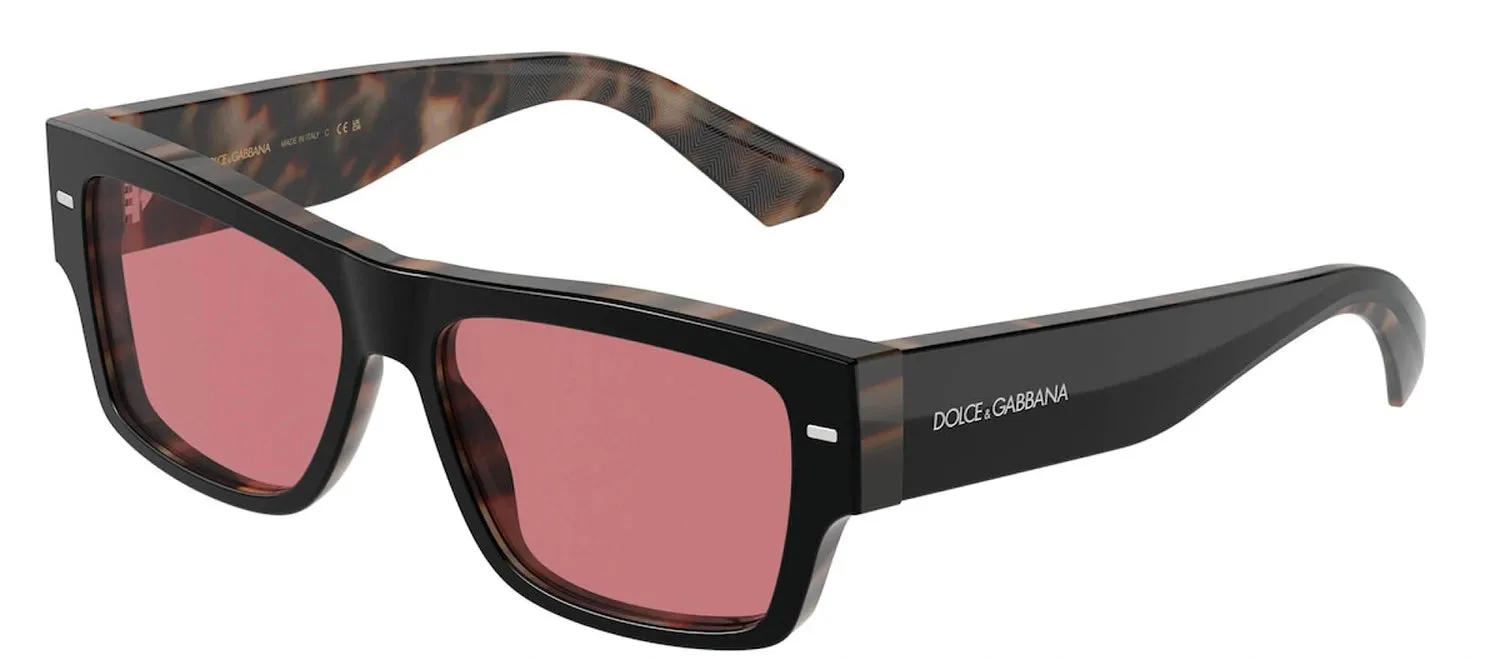 DOLCE & GABBANA DG 4451F 34177N Rectangle Black On Red Havana Acetate Sunglasses with Purple Brown Lens sold by Gaffos product image thumbnail 2