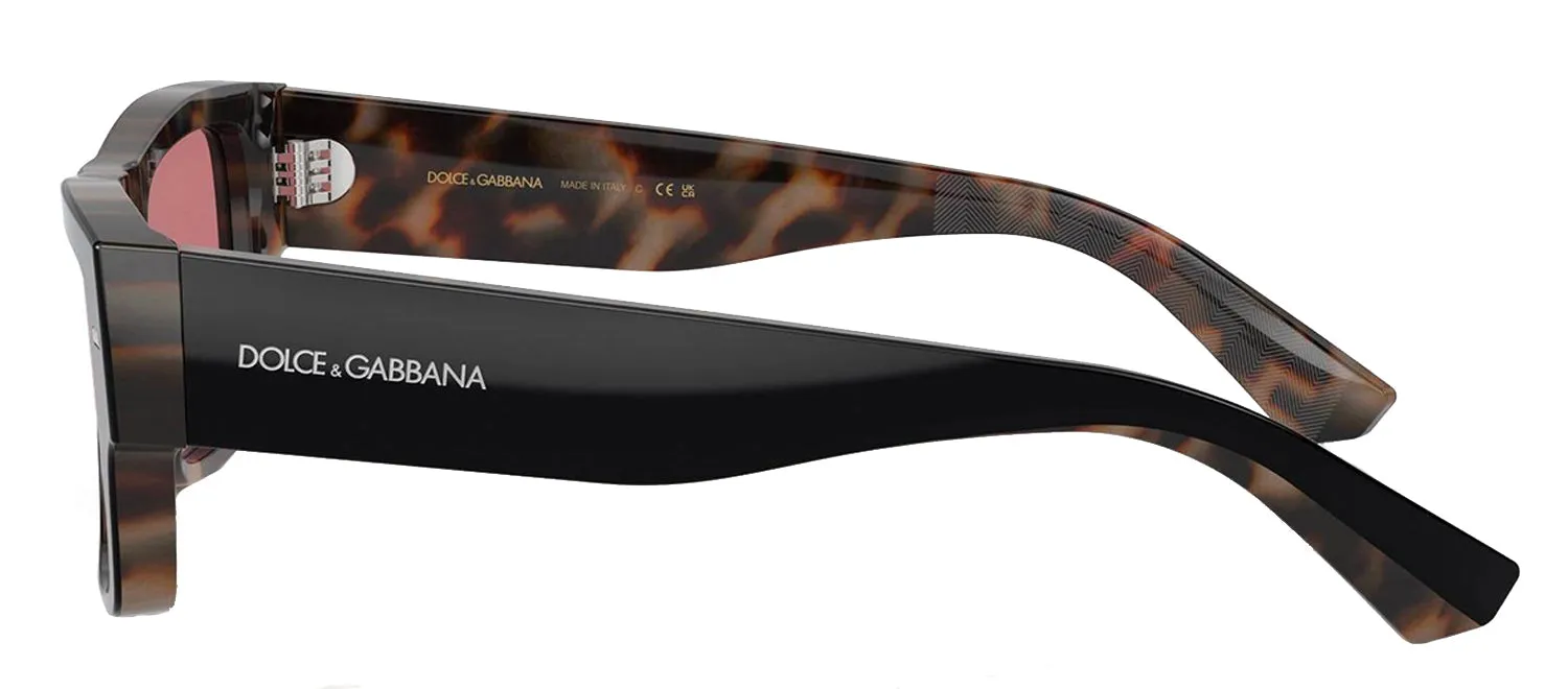 DOLCE & GABBANA DG 4451F 34177N Rectangle Black On Red Havana Acetate Sunglasses with Purple Brown Lens sold by Gaffos product image thumbnail 3