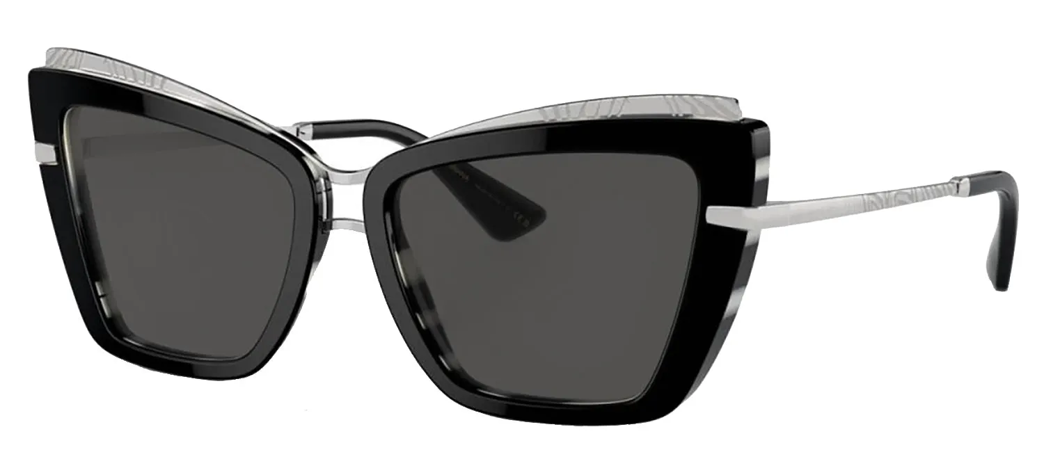 DOLCE & GABBANA DG 4472 337287 Cat Eye Black On Zebra Acetate Sunglasses with Dark Grey Lens sold by Gaffos product image thumbnail 2