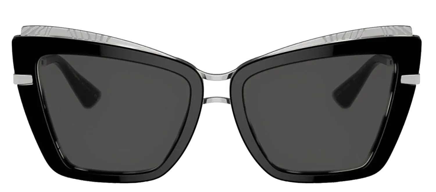 DOLCE & GABBANA DG 4472 337287 Cat Eye Black On Zebra Acetate Sunglasses with Dark Grey Lens sold by Gaffos