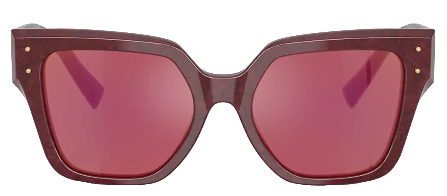 DOLCE & GABBANA DG 4471 3442D0 Square Bordeaux Lace Acetate Sunglasses with Dark Violet Mirror Red Lens sold by Gaffos