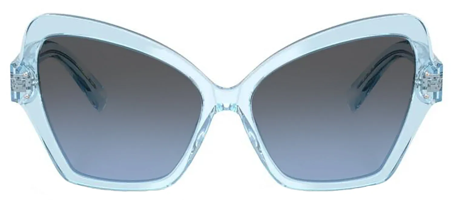 DOLCE & GABBANA DG 4463F 33227C Butterfly Transparent Blue Acetate Sunglasses with Light Blue Mirror Silver Gradient Lens sold by Gaffos