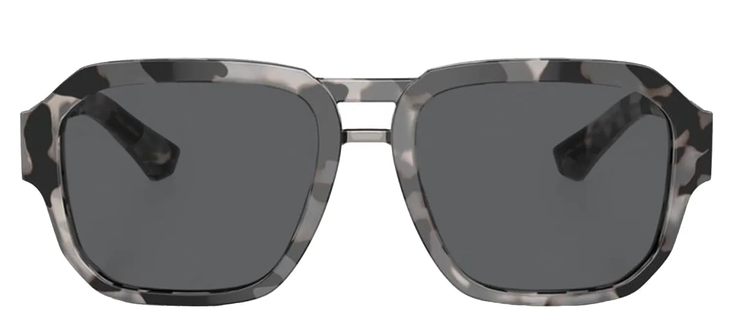 DOLCE & GABBANA DG 4464 343587 Pilot Havana Grey Acetate Sunglasses with Dark Grey Lens sold by Gaffos