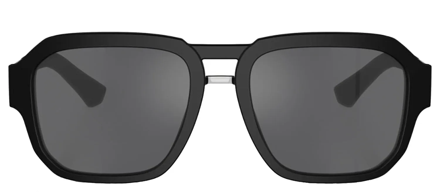 DOLCE & GABBANA DG 4464 25256G Pilot Matte Black Acetate Sunglasses with Grey Mirror Black Lens sold by Gaffos