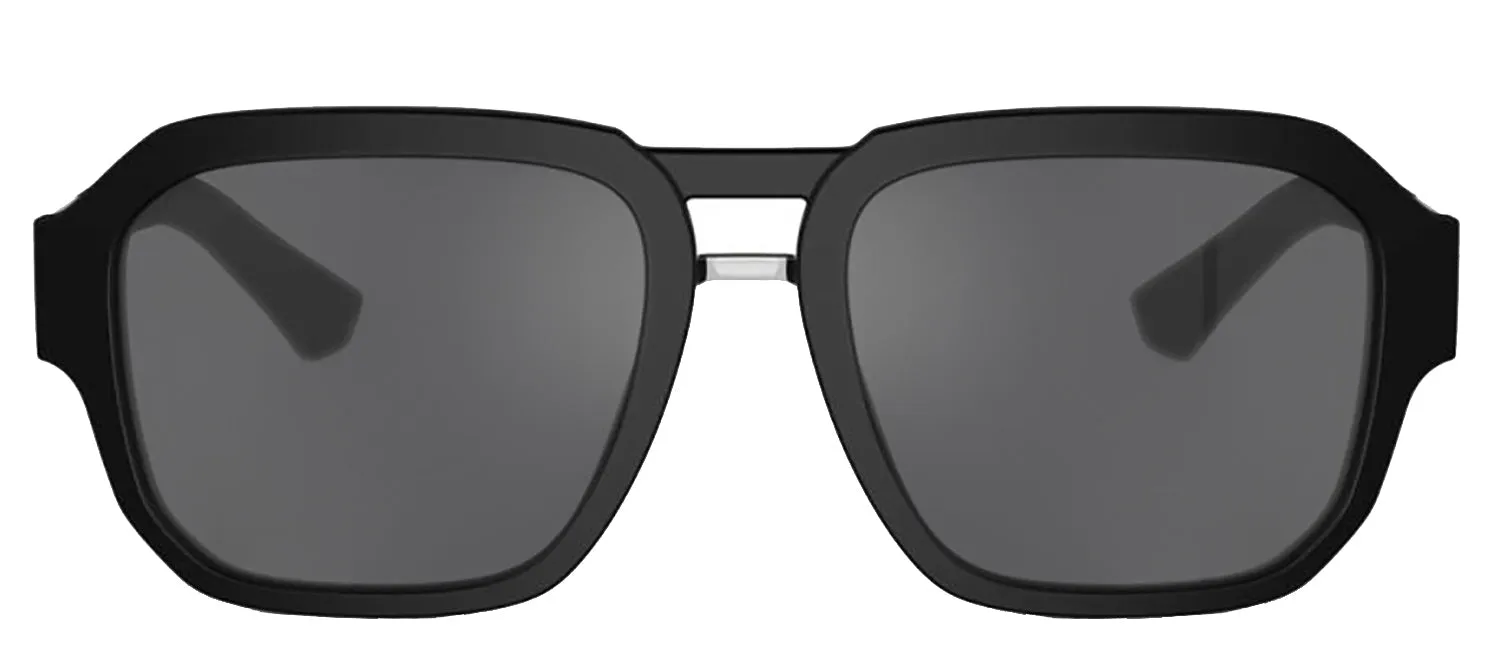 DOLCE & GABBANA DG 4464F 25256G Pilot Matte Black Acetate Sunglasses with Grey Mirror Black Lens sold by Gaffos