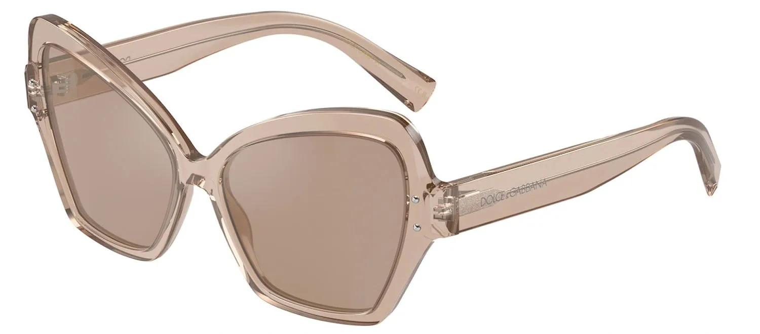 DOLCE & GABBANA DG 4463F 34325A Butterfly Transparent Camel Acetate Sunglasses with Light Brown Mirror Flash Gold Lens sold by Gaffos