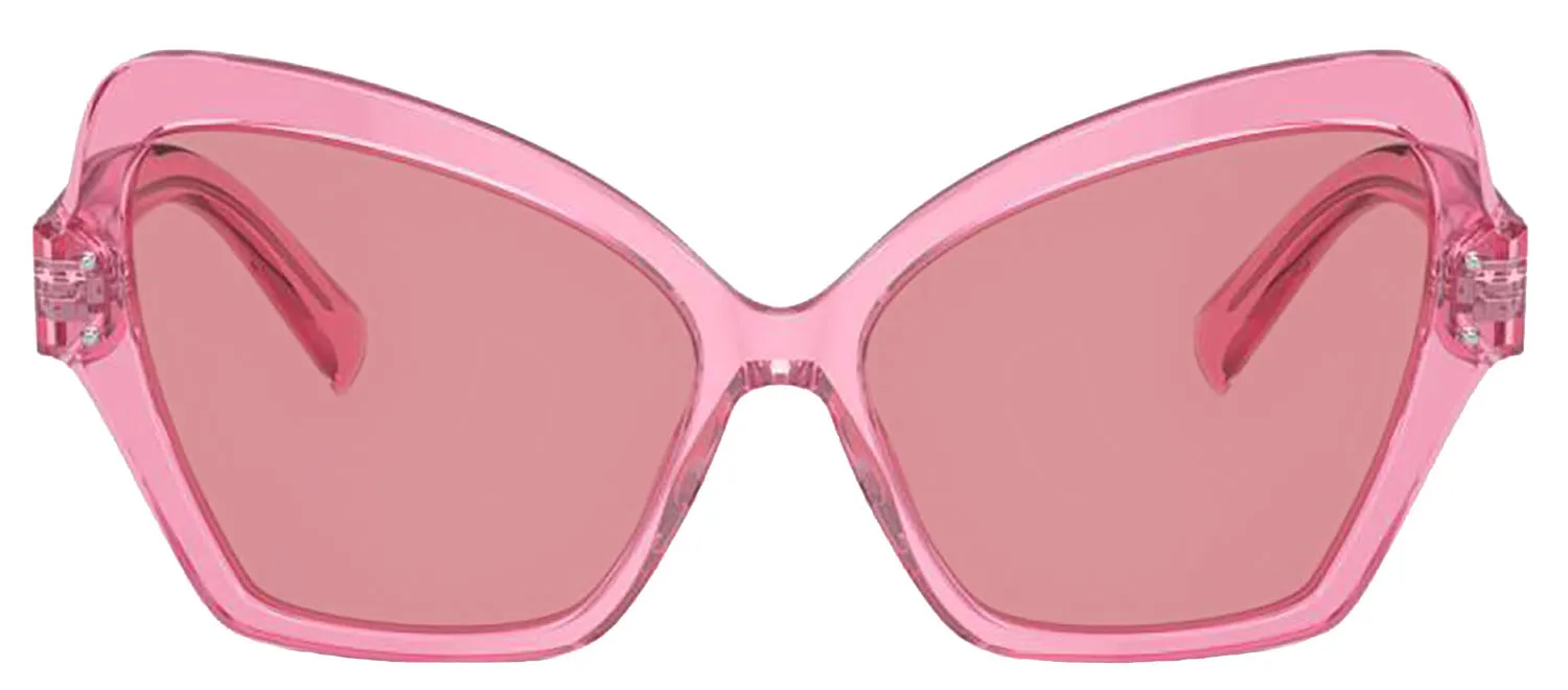 DOLCE & GABBANA DG 4463F 314830 Butterfly Transparent Pink Acetate Sunglasses with Pink Mirror Internal Silver Lens sold by Gaffos