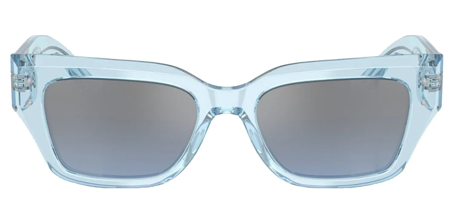 DOLCE & GABBANA DG 4462F 33227C Cat Eye Transparent Blue Acetate Sunglasses with Light Blue Mirror Silver Gradient Lens sold by Gaffos