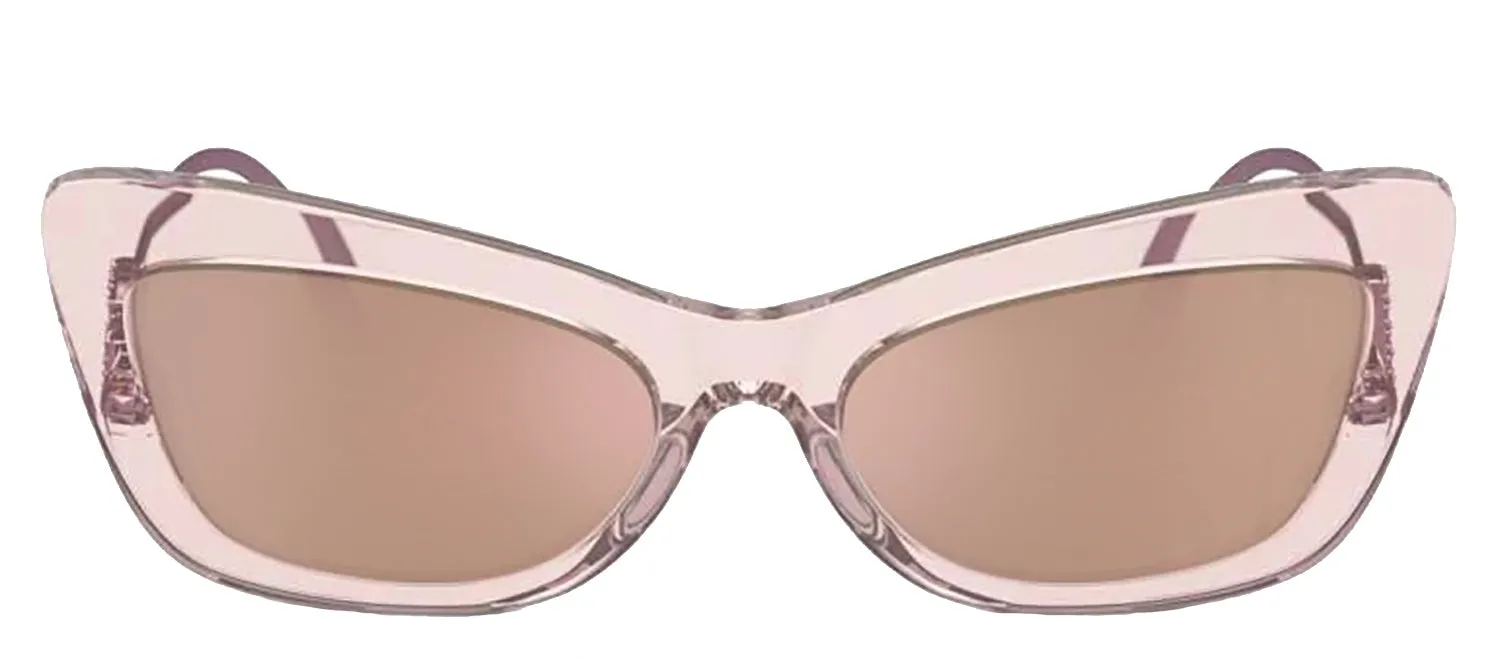 DOLCE & GABBANA DG 4467B 31486X Cat Eye Transparent Rose Acetate Sunglasses with Light Brown Mirror Pink Lens sold by Gaffos
