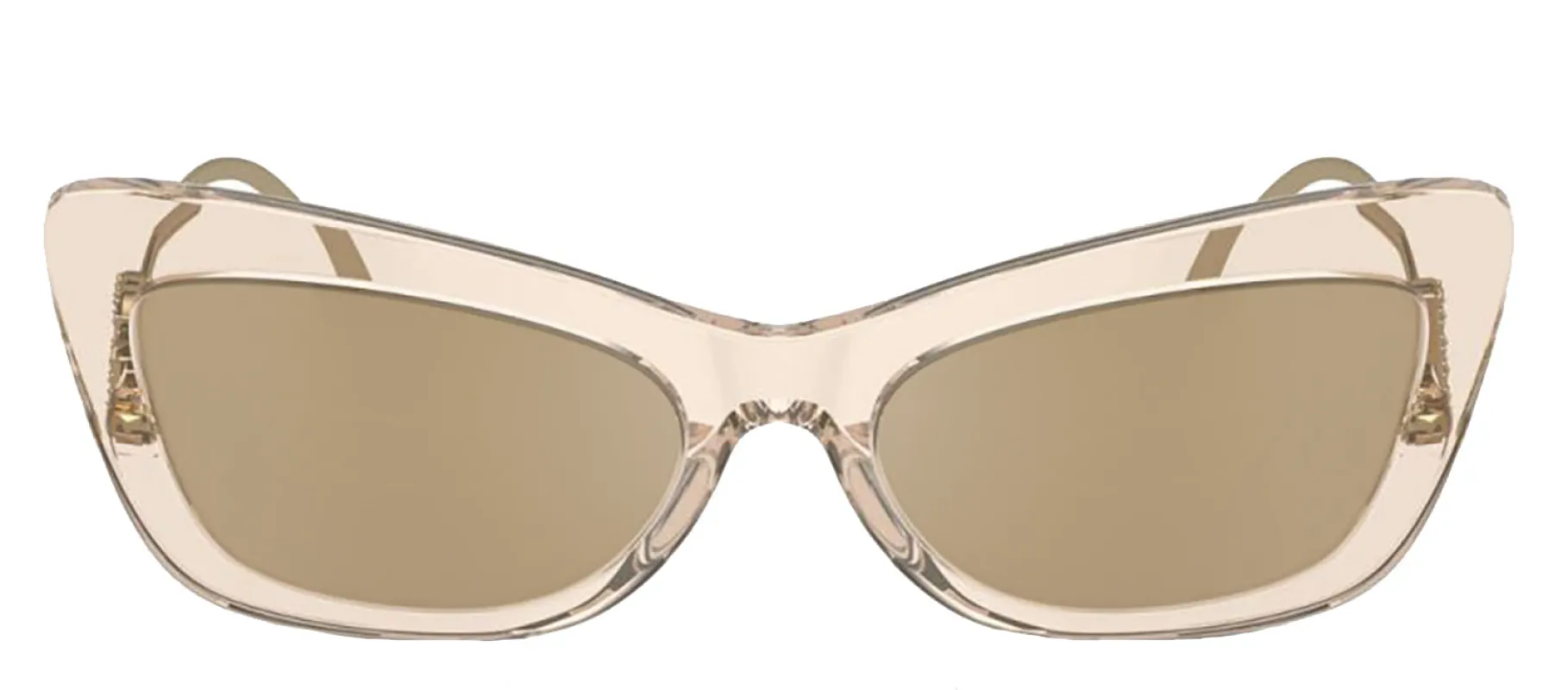 DOLCE & GABBANA DG 4467B 343203 Cat Eye Transparent Camel Acetate Sunglasses with Clear Mirror Real Yellow Gold Lens sold by Gaffos