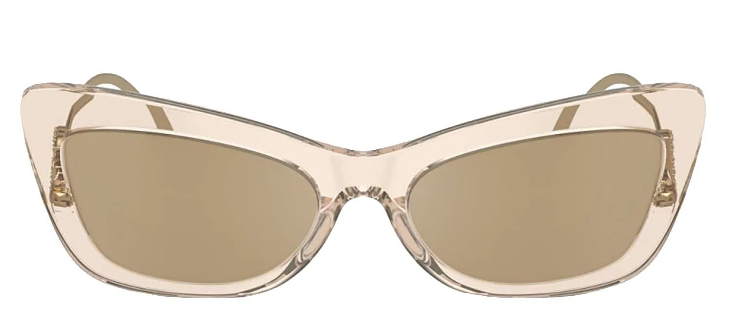 DOLCE & GABBANA DG 4467B 343203 Cat Eye Transparent Camel Acetate Sunglasses with Clear Mirror Real Yellow Gold Lens sold by Gaffos