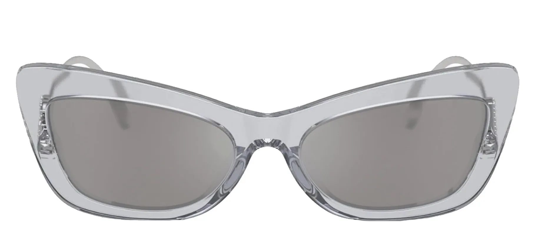 DOLCE & GABBANA DG 4467B 32916G Cat Eye Transparent Grey Acetate Sunglasses with Light Grey Mirror Silver Lens sold by Gaffos