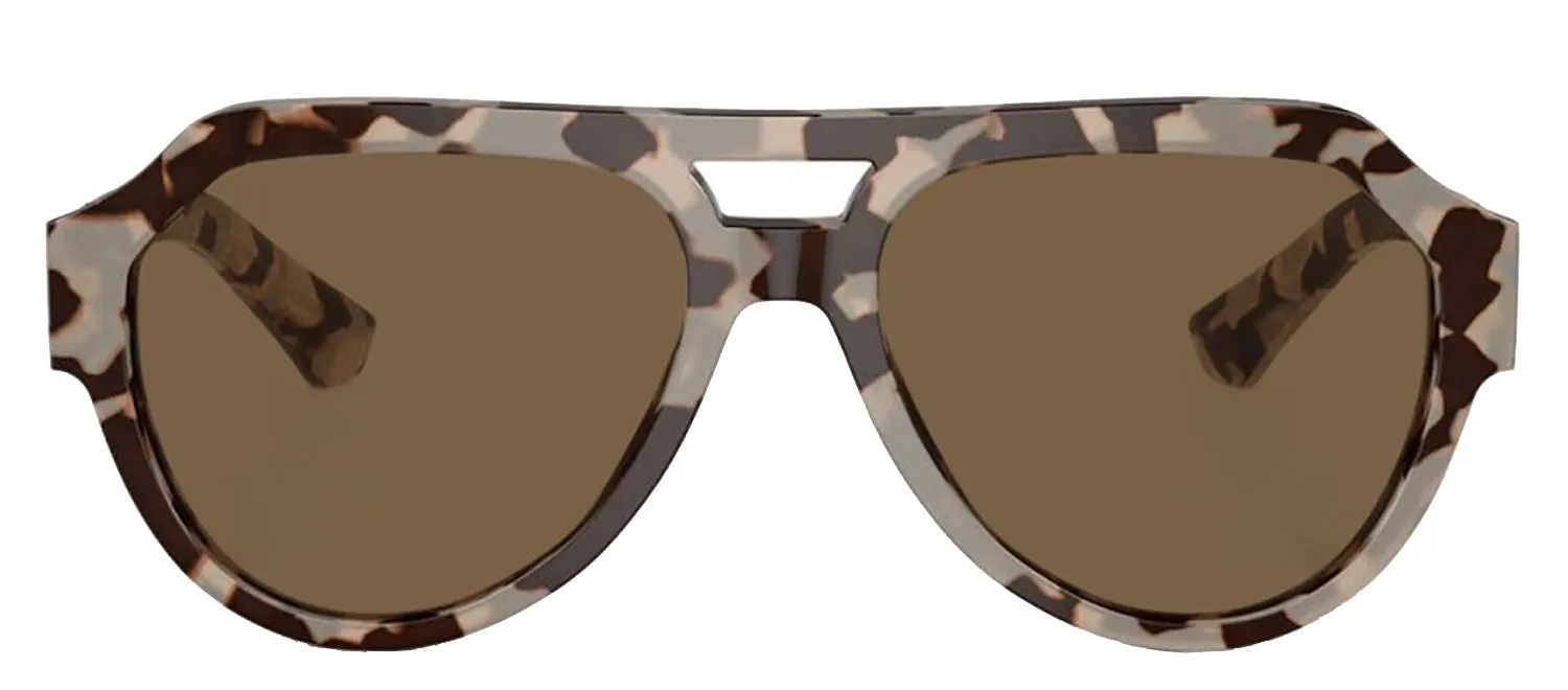 DOLCE & GABBANA DG 4466F 343473 Square Havana Beige Acetate Sunglasses with Dark Brown Lens sold by Gaffos