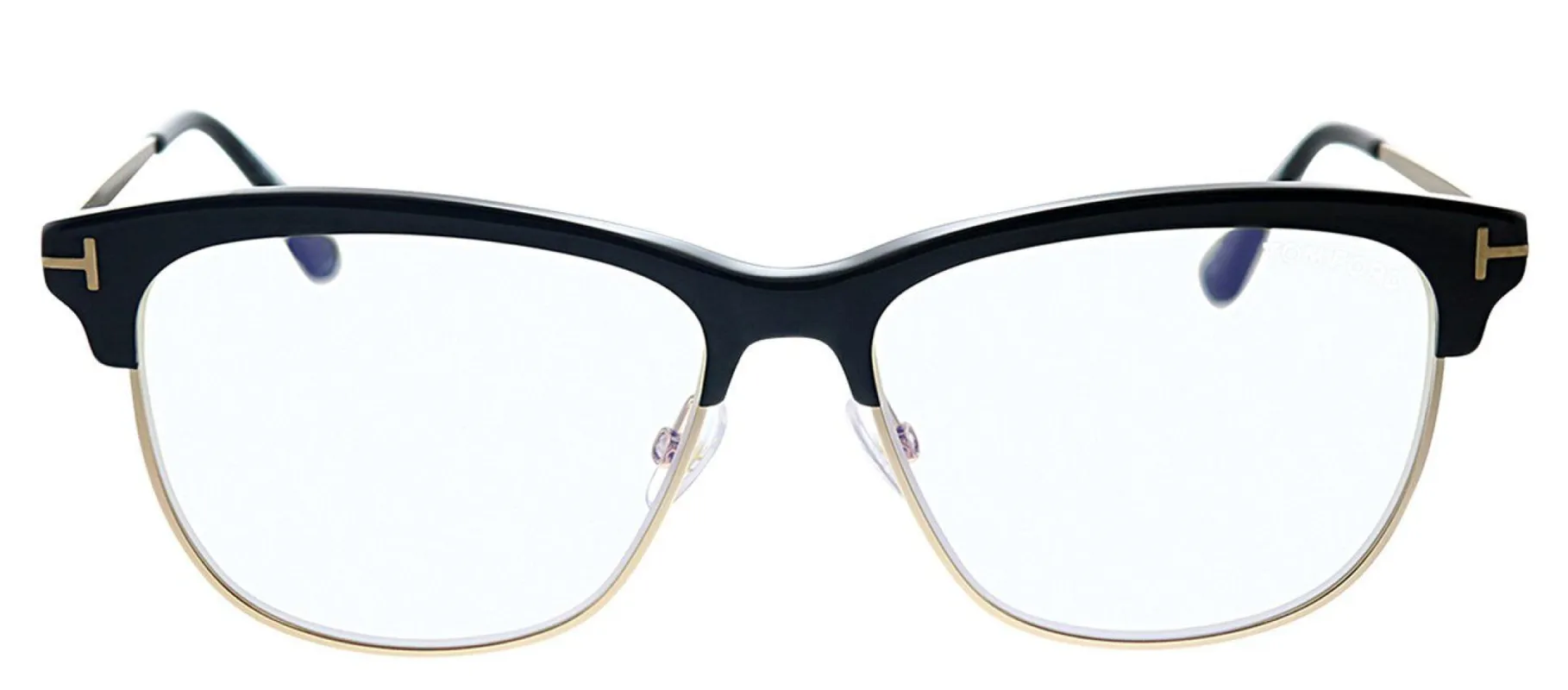 Tom Ford FT 5546B 001 Square Plastic Black Eyeglasses with Black Plastic Frame And Gold Metal Temple sold by Gaffos