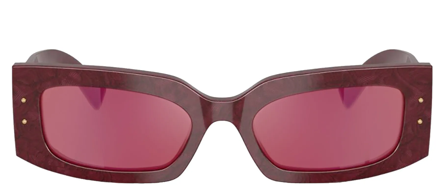 DOLCE & GABBANA DG 4479 3442D0 Rectangle Bordeaux Lace Acetate Sunglasses with Dark Violet Mirror Red Lens sold by Gaffos