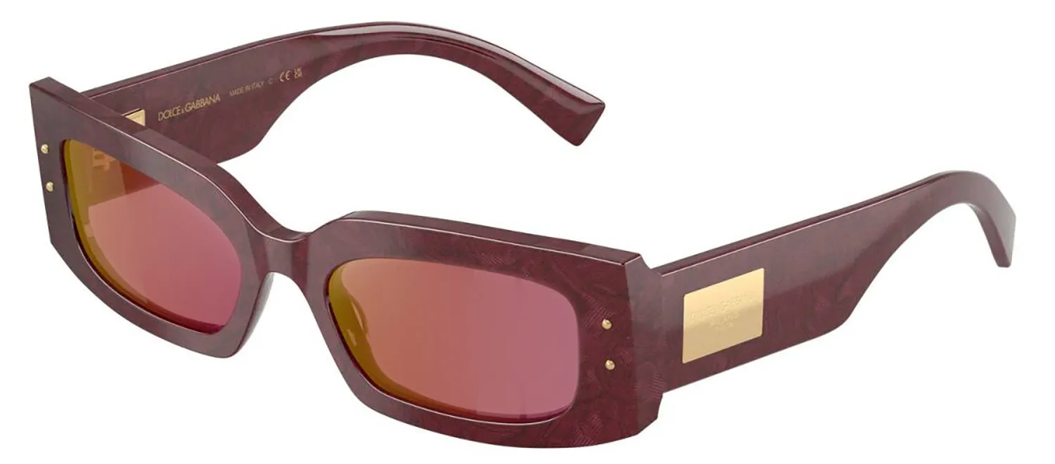 DOLCE & GABBANA DG 4479 3442D0 Rectangle Bordeaux Lace Acetate Sunglasses with Dark Violet Mirror Red Lens sold by Gaffos product image thumbnail 2