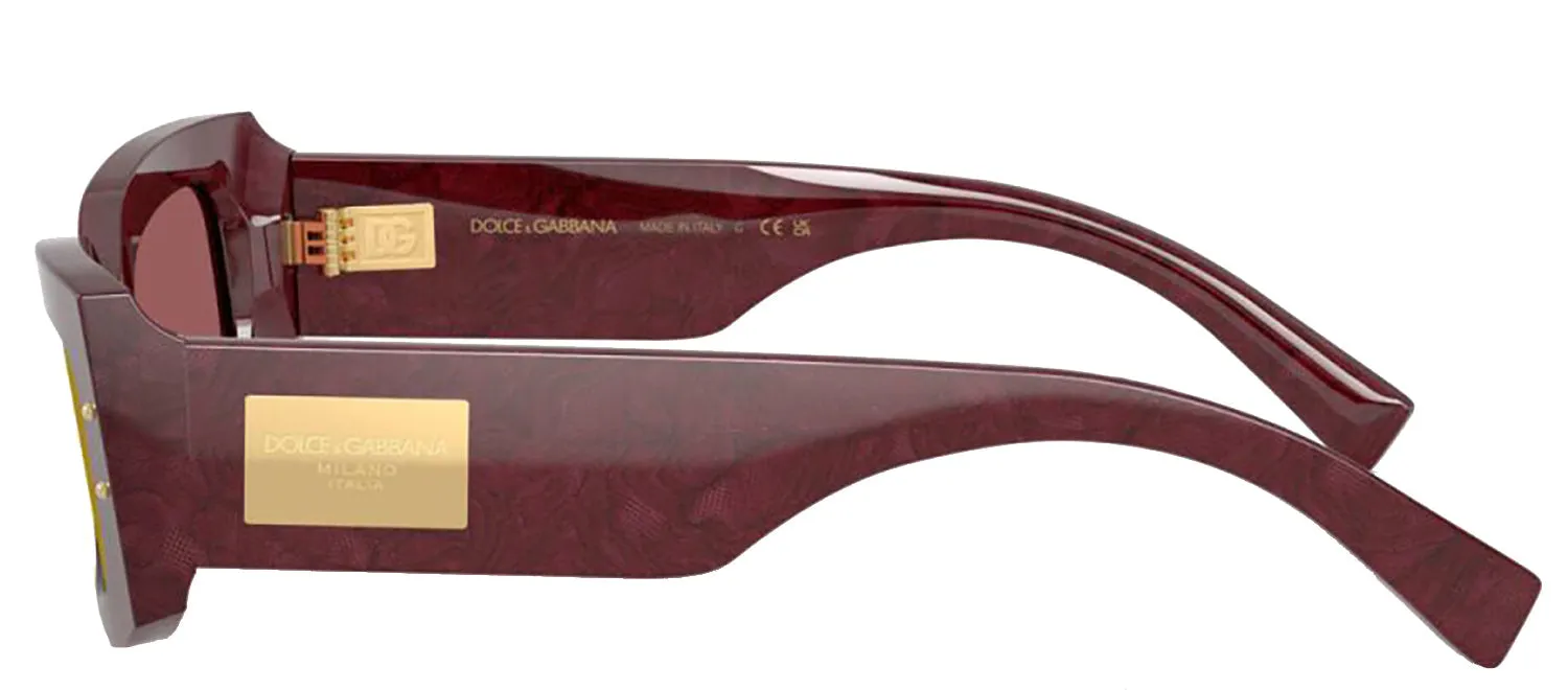 DOLCE & GABBANA DG 4479 3442D0 Rectangle Bordeaux Lace Acetate Sunglasses with Dark Violet Mirror Red Lens sold by Gaffos product image thumbnail 3