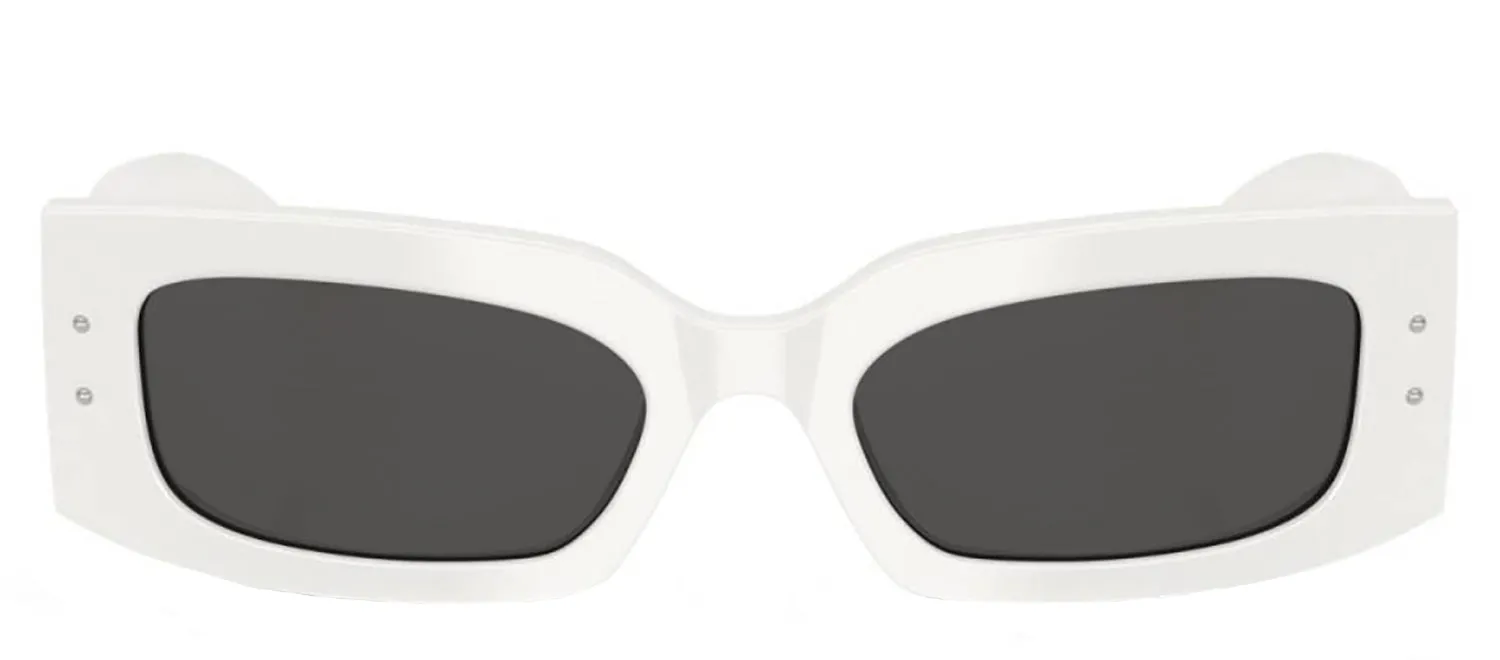 DOLCE & GABBANA DG 4479 331287 Rectangle White Acetate Sunglasses with Dark Grey Lens sold by Gaffos