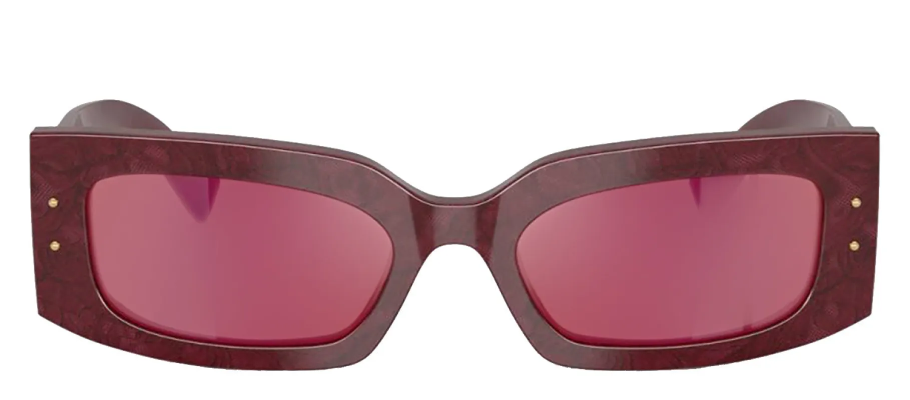 DOLCE & GABBANA DG 4479F 3442D0 Rectangle Bordeaux Lace Acetate Sunglasses with Dark Violet Mirror Red Lens sold by Gaffos