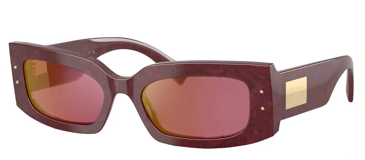 DOLCE & GABBANA DG 4479F 3442D0 Rectangle Bordeaux Lace Acetate Sunglasses with Dark Violet Mirror Red Lens sold by Gaffos product image thumbnail 2