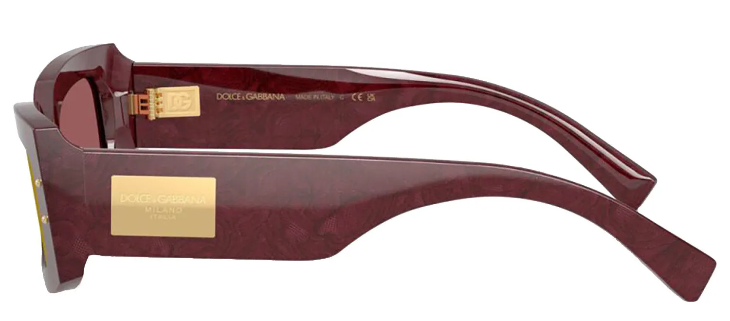 DOLCE & GABBANA DG 4479F 3442D0 Rectangle Bordeaux Lace Acetate Sunglasses with Dark Violet Mirror Red Lens sold by Gaffos product image thumbnail 3