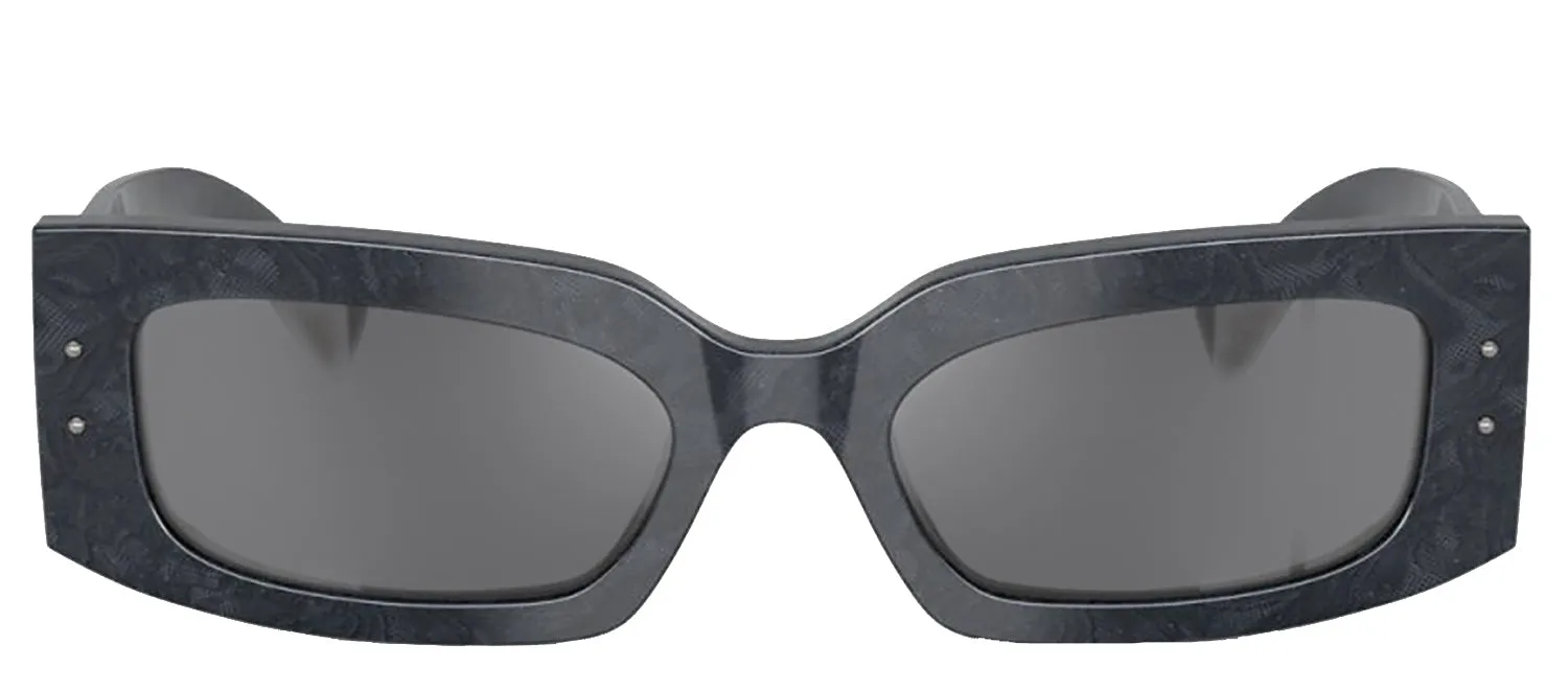DOLCE & GABBANA DG 4479F 34416V Rectangle Grey Lace Acetate Sunglasses with Dark Grey Flash Silver Lens sold by Gaffos
