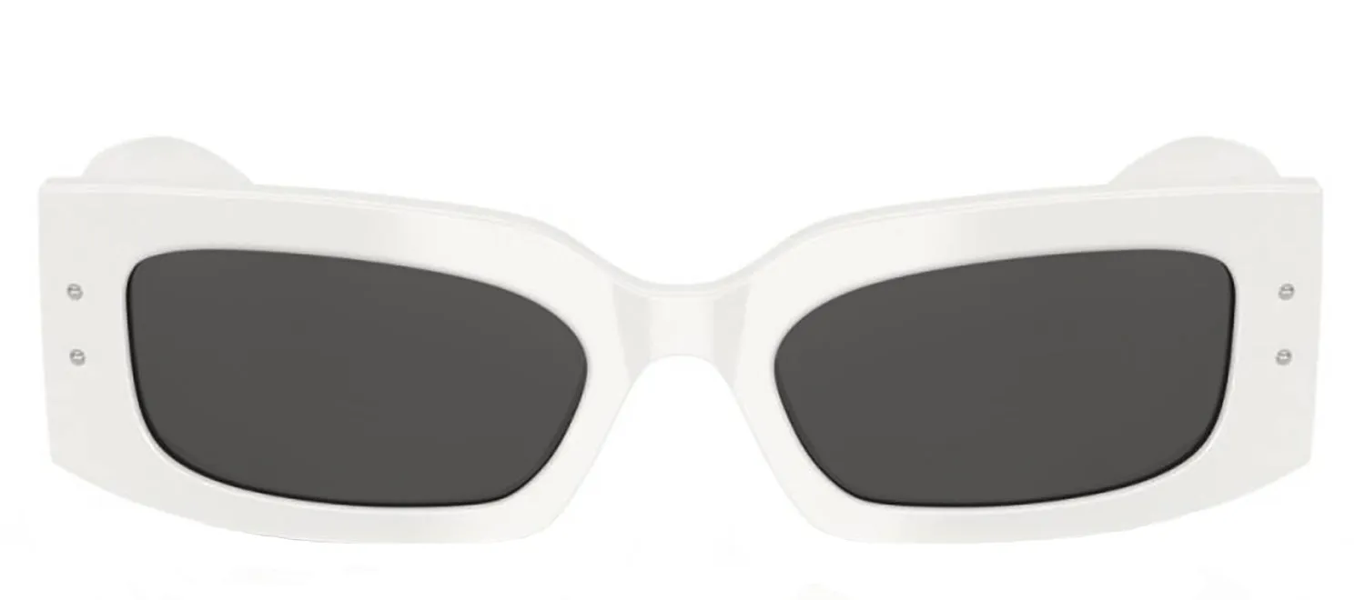 DOLCE & GABBANA DG 4479F 331287 Rectangle White Acetate Sunglasses with Dark Grey Lens sold by Gaffos