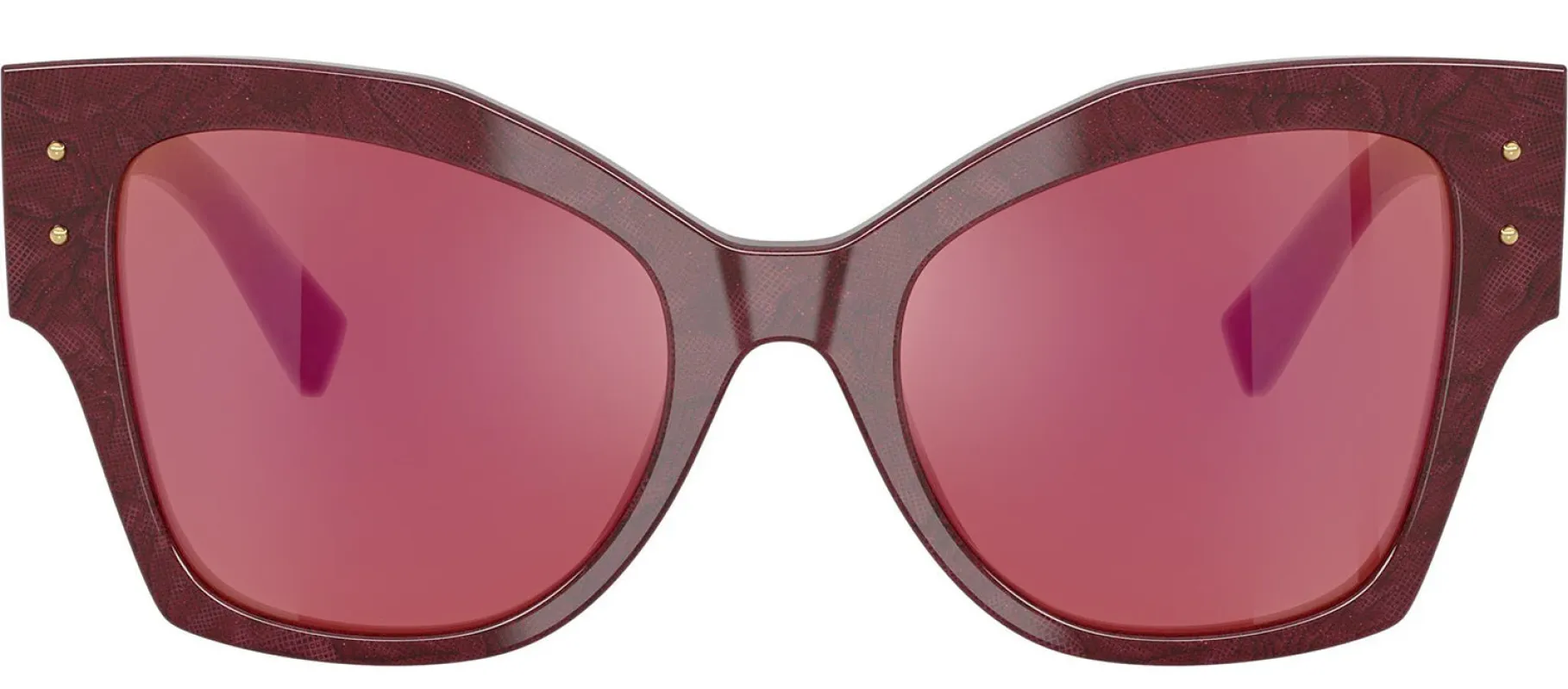 DOLCE & GABBANA DG 4478 3442D0 Cat Eye Bordeaux Lace Acetate Sunglasses with Dark Violet Mirror Red Lens sold by Gaffos