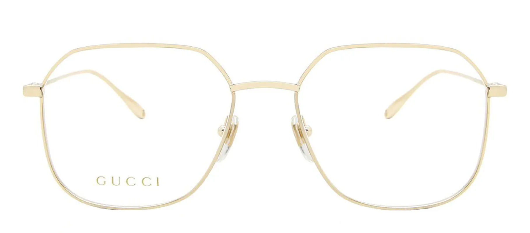 Gucci GG 1032O 005 Rectangle Metal Gold Eyeglasses with Logo Stamped Demo Lens sold by Gaffos