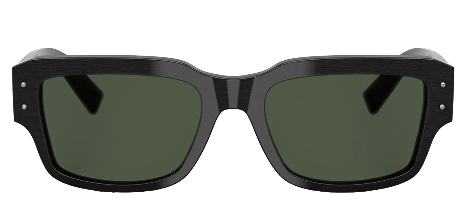 DOLCE & GABBANA DG 4483 28209A Square Brushed Black Acetate Sunglasses with Dark Green Polar Lens sold by Gaffos