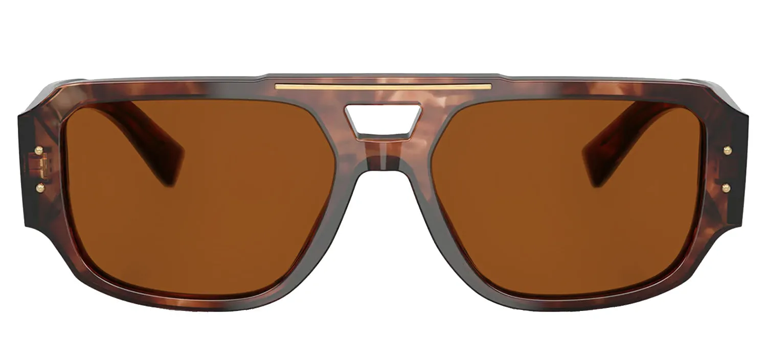 DOLCE & GABBANA DG 4482F 322273 Pilot Dark Red Havana Acetate Sunglasses with Dark Brown Lens sold by Gaffos