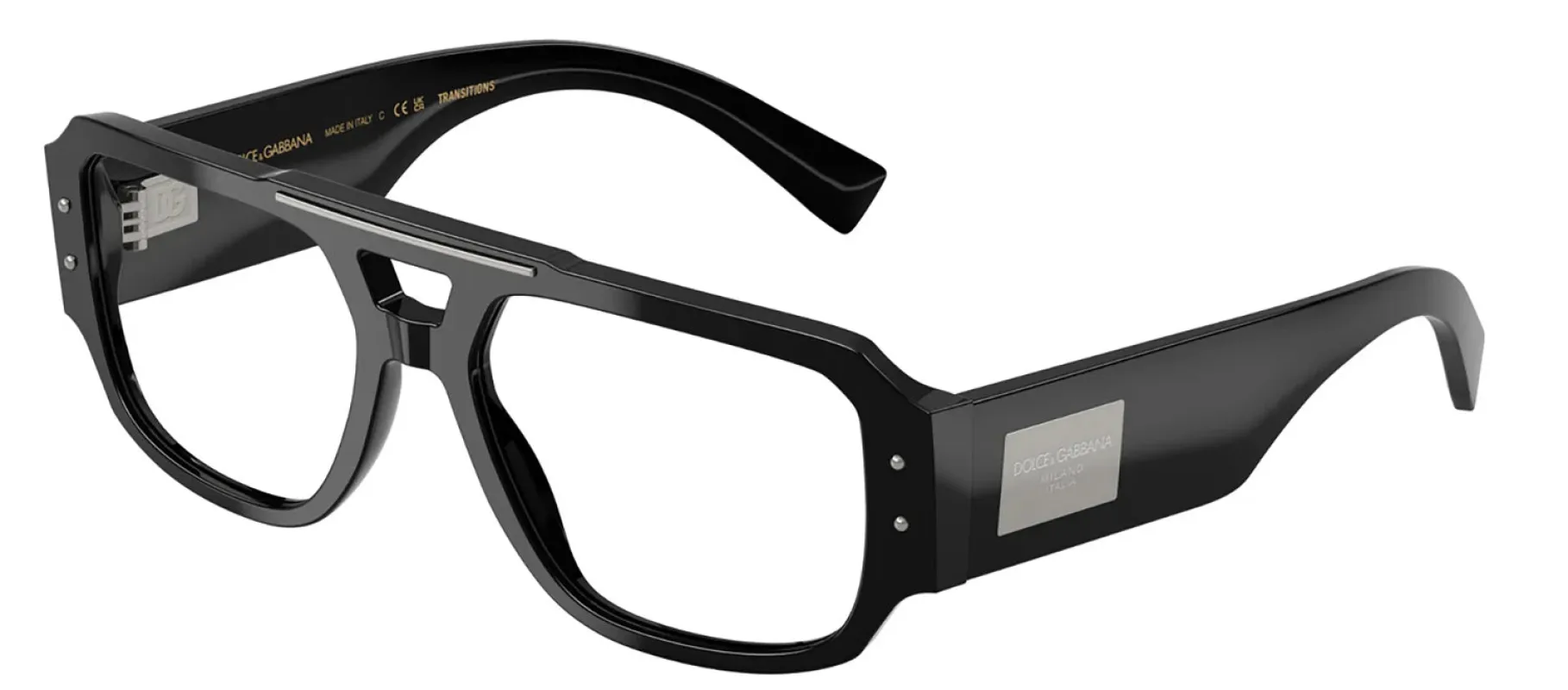 DOLCE & GABBANA DG 4482F 501/M3 Pilot Black Acetate Sunglasses with Photo Clear To Grey Quarz Lens sold by Gaffos