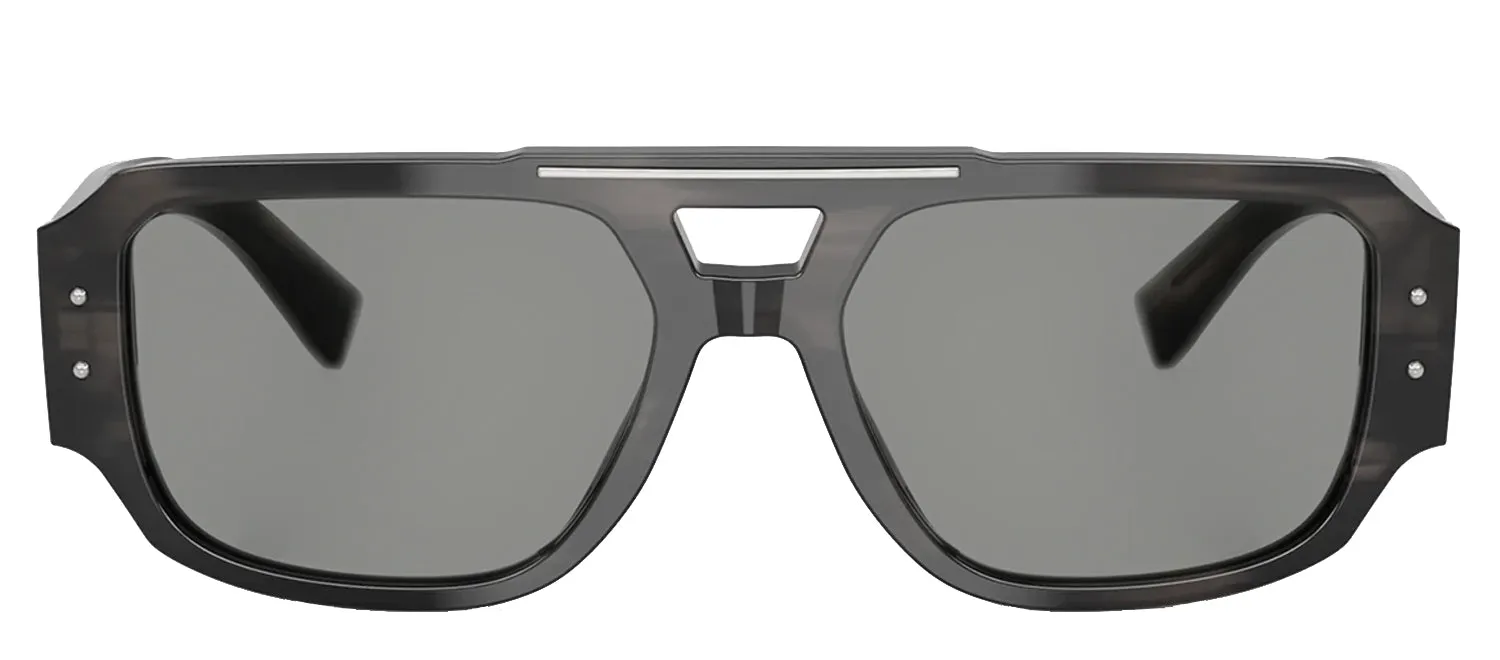 DOLCE & GABBANA DG 4482 3440/1 Pilot Striped Grey Acetate Sunglasses with Grey Lens sold by Gaffos