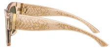 DOLCE & GABBANA DG 4493 343203 Square Transparent Camel Acetate Sunglasses with Clear Mirror Real Yellow Gold Lens sold by Gaffos