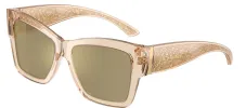 DOLCE & GABBANA DG 4493 343203 Square Transparent Camel Acetate Sunglasses with Clear Mirror Real Yellow Gold Lens sold by Gaffos