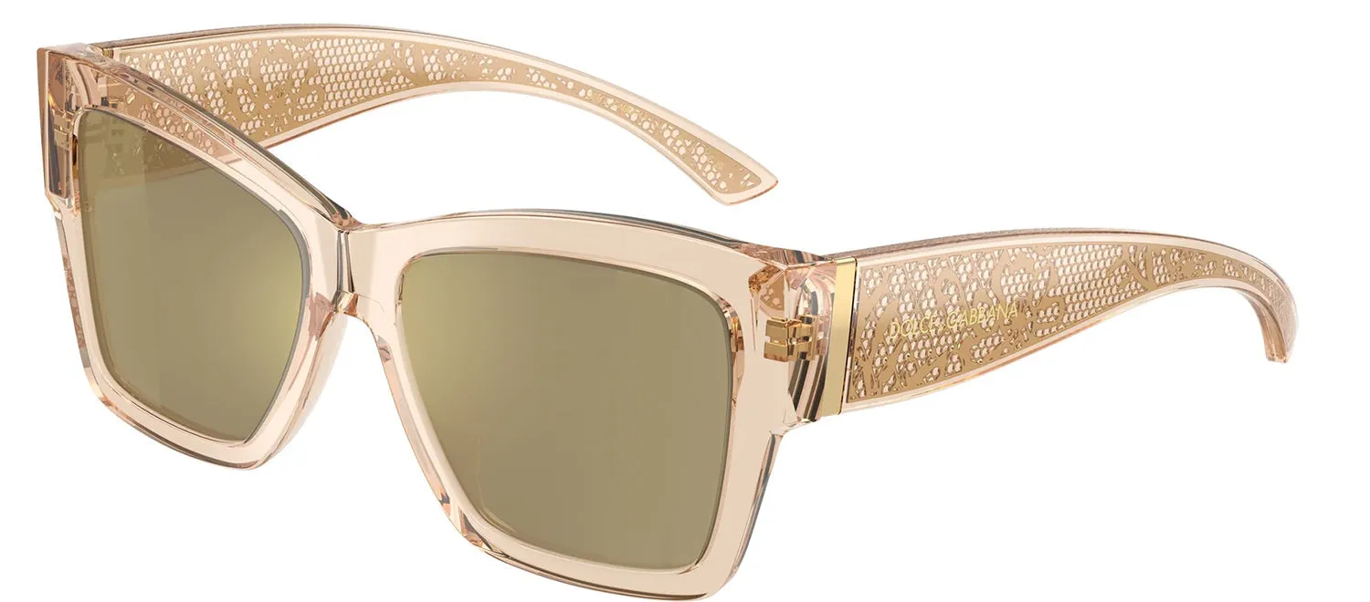 DOLCE & GABBANA DG 4493 343203 Square Transparent Camel Acetate Sunglasses with Clear Mirror Real Yellow Gold Lens sold by Gaffos product image thumbnail 2
