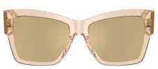 DOLCE & GABBANA DG 4493 343203 Square Transparent Camel Acetate Sunglasses with Clear Mirror Real Yellow Gold Lens sold by Gaffos