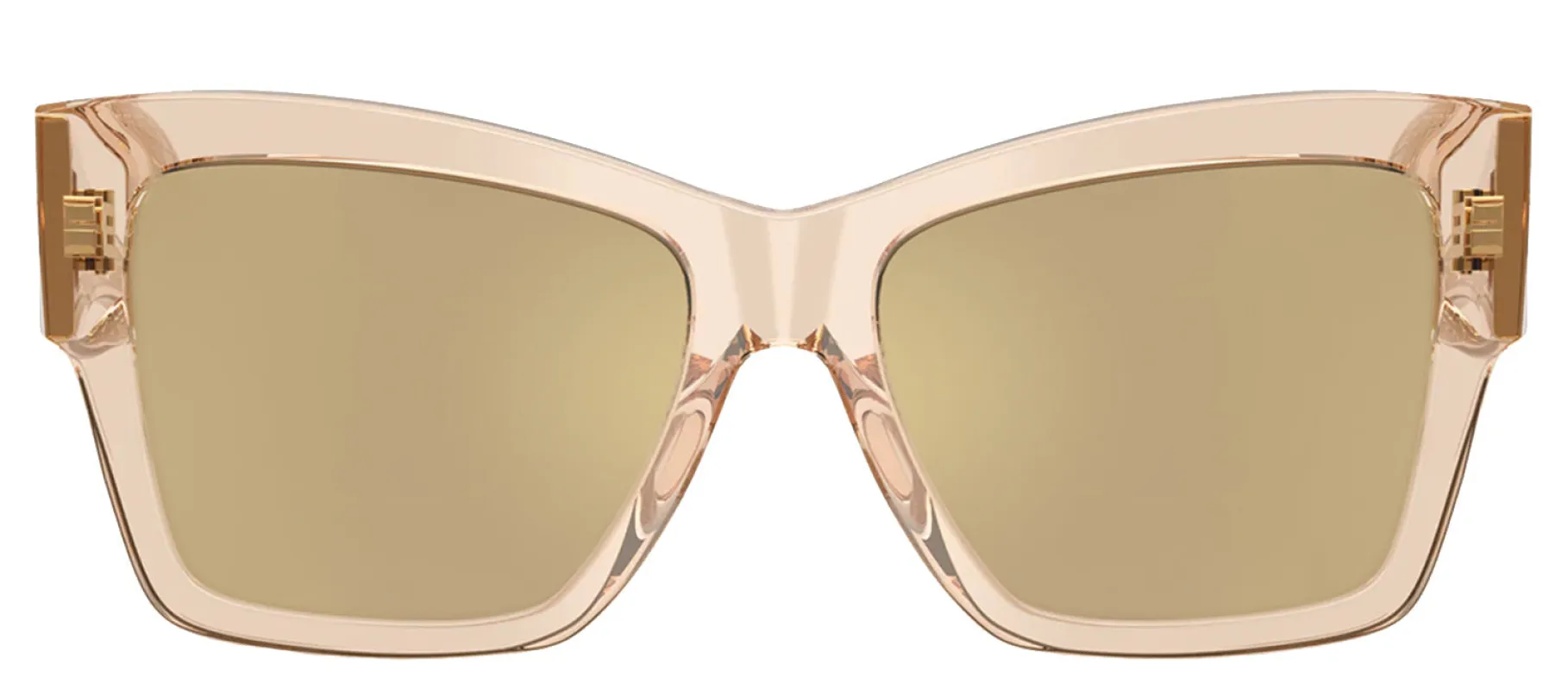 DOLCE & GABBANA DG 4493 343203 Square Transparent Camel Acetate Sunglasses with Clear Mirror Real Yellow Gold Lens sold by Gaffos