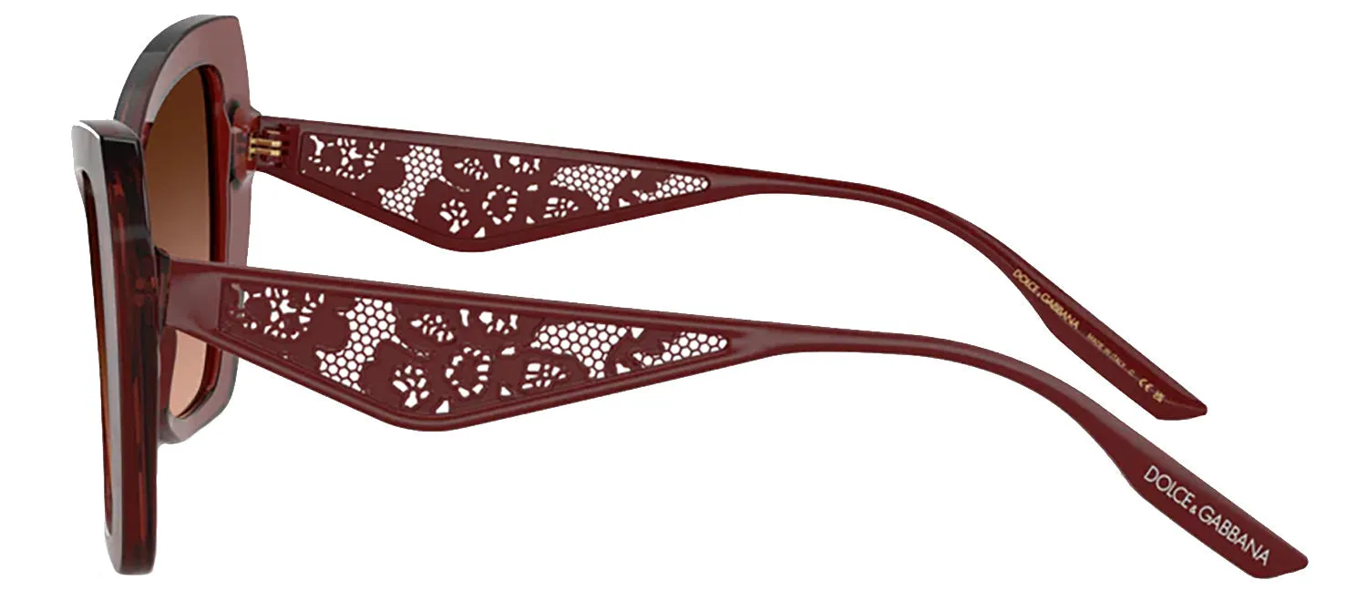 DOLCE & GABBANA DG 4489 30455M Cat Eye Transparent Bordeaux Acetate Sunglasses with Pink Gradient Grey Lens sold by Gaffos product image thumbnail 3