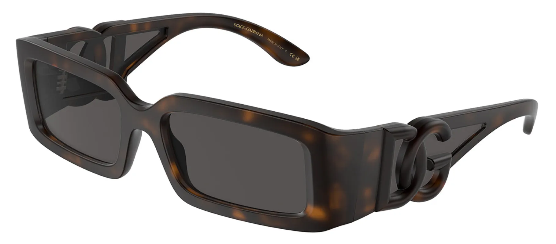 DOLCE & GABBANA DG 6197 193587 Rectangle Rubberized Havana Nylon Sunglasses with Dark Grey Lens sold by Gaffos