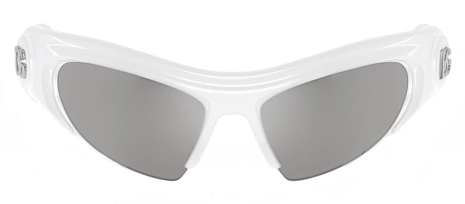 DOLCE & GABBANA DG 6192 33126G Cat Eye White Plastic Sunglasses with Light Grey Mirror Silver Lens sold by Gaffos