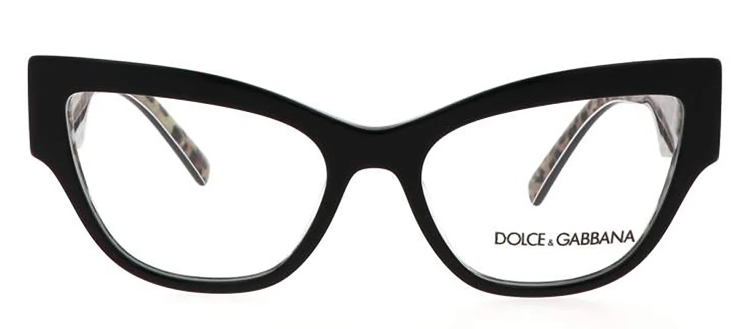 Dolce & Gabbana DG 3378 3299 Cat-Eye Plastic Black Eyeglasses with Logo Stamped Demo Lenses sold by Gaffos