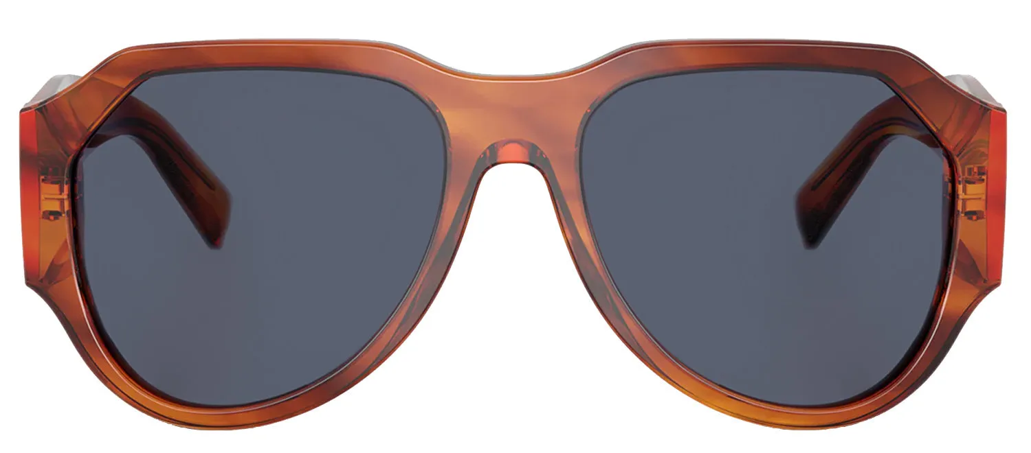 DOLCE & GABBANA DG 4504 32212V Pilot Striped Ginger Acetate Sunglasses with Dark Blue Polar Lens sold by Gaffos