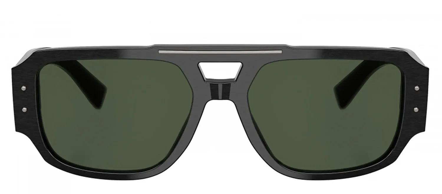 DOLCE & GABBANA DG 4482F 28209A Pilot Brushed Black Acetate Sunglasses with Dark Green Polar Lens sold by Gaffos