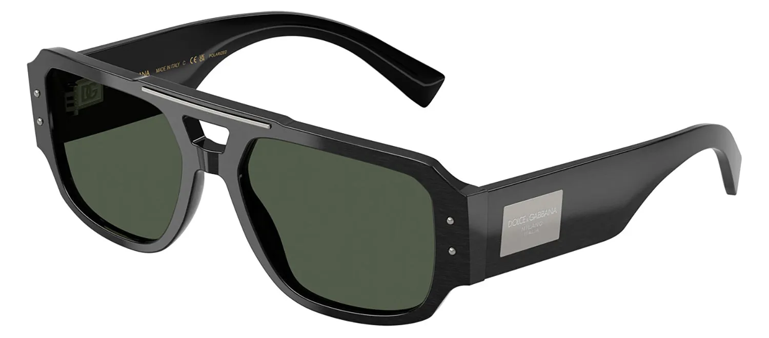 DOLCE & GABBANA DG 4482F 28209A Pilot Brushed Black Acetate Sunglasses with Dark Green Polar Lens sold by Gaffos product image thumbnail 2
