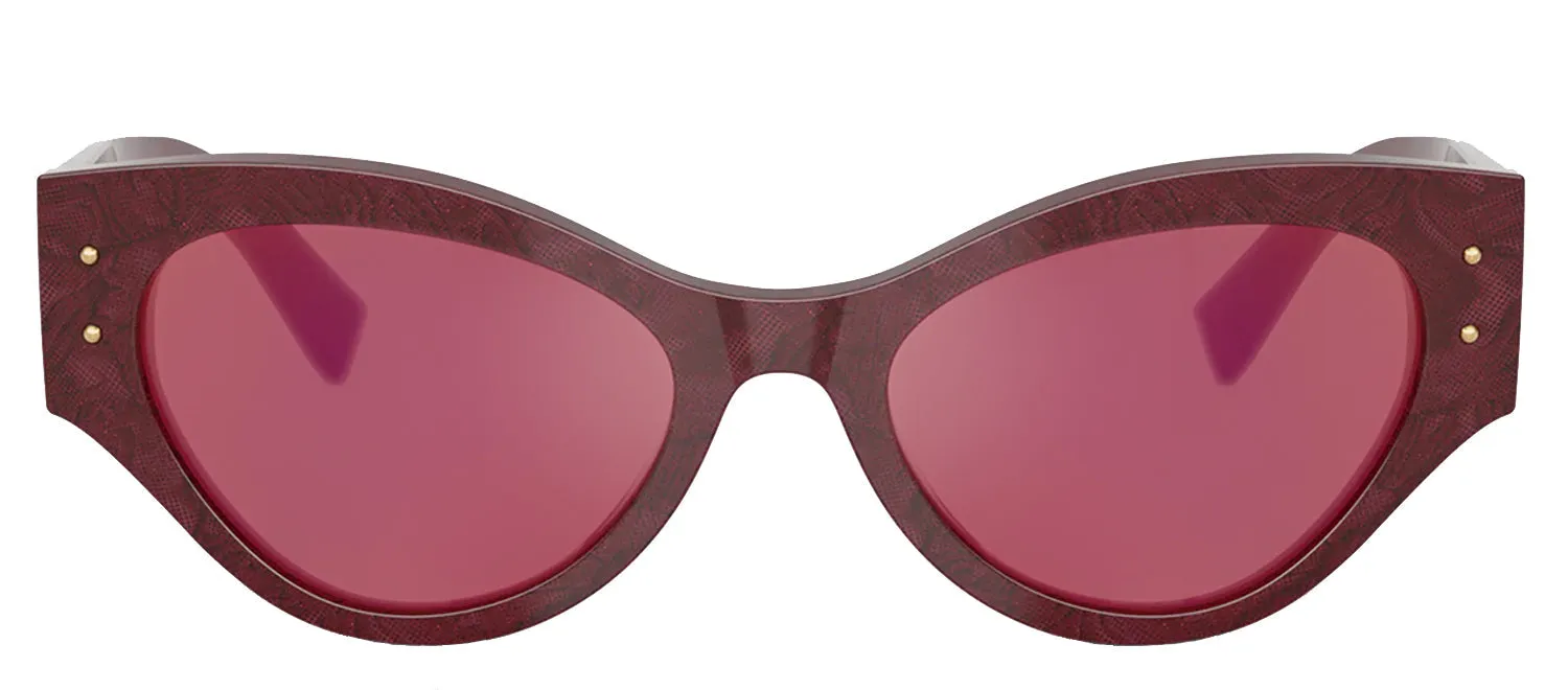 DOLCE & GABBANA DG 4480 3442D0 Butterfly Bordeaux Lace Acetate Sunglasses with Dark Violet Mirror Red Lens sold by Gaffos