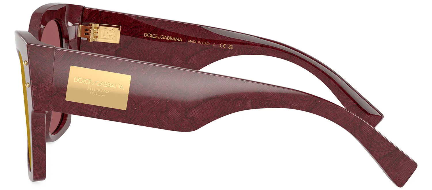 DOLCE & GABBANA DG 4478F 3442D0 Cat Eye Bordeaux Lace Acetate Sunglasses with Dark Violet Mirror Red Lens sold by Gaffos product image thumbnail 3