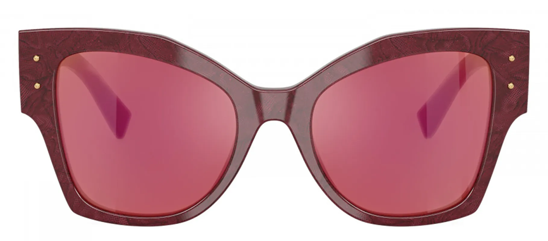 DOLCE & GABBANA DG 4478F 3442D0 Cat Eye Bordeaux Lace Acetate Sunglasses with Dark Violet Mirror Red Lens sold by Gaffos