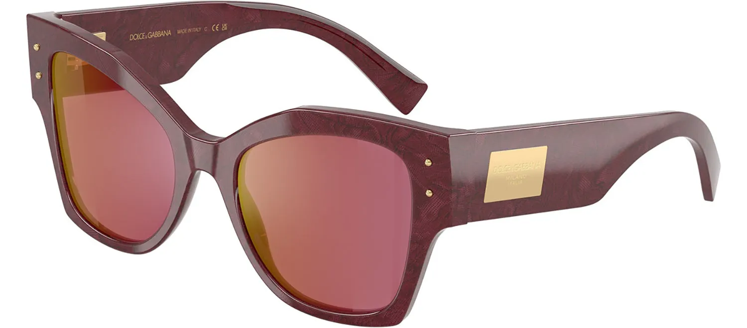 DOLCE & GABBANA DG 4478F 3442D0 Cat Eye Bordeaux Lace Acetate Sunglasses with Dark Violet Mirror Red Lens sold by Gaffos product image thumbnail 2